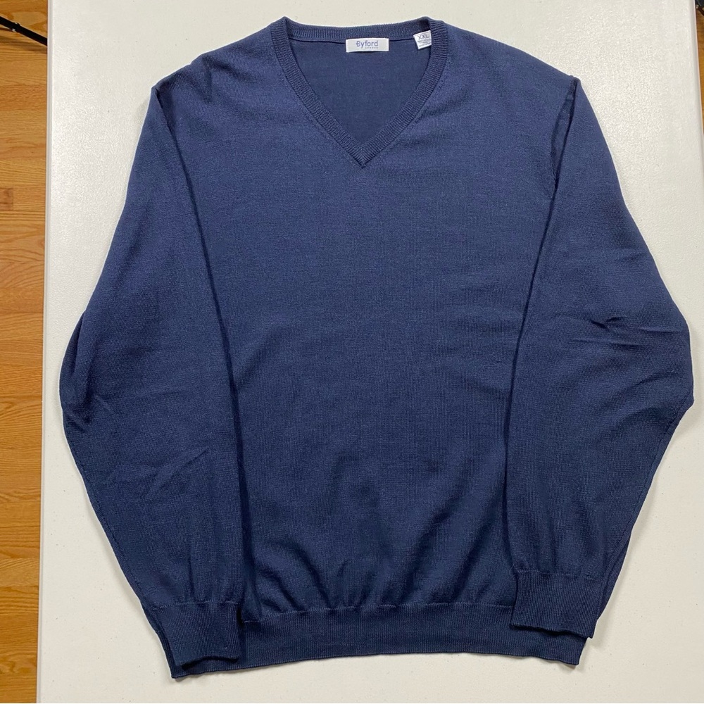 Byford London Classic Preppy 100% Merino Wool V Neck Sweater Fall Men’s XXL